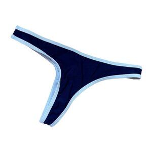 CHOOKS Size Medium Navy / White Thong Bikini Swimsuit Bottoms